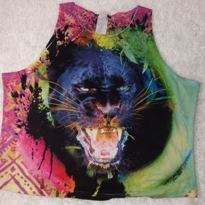 Panther print crop tank IDENTICAL print front & back Womens XXL